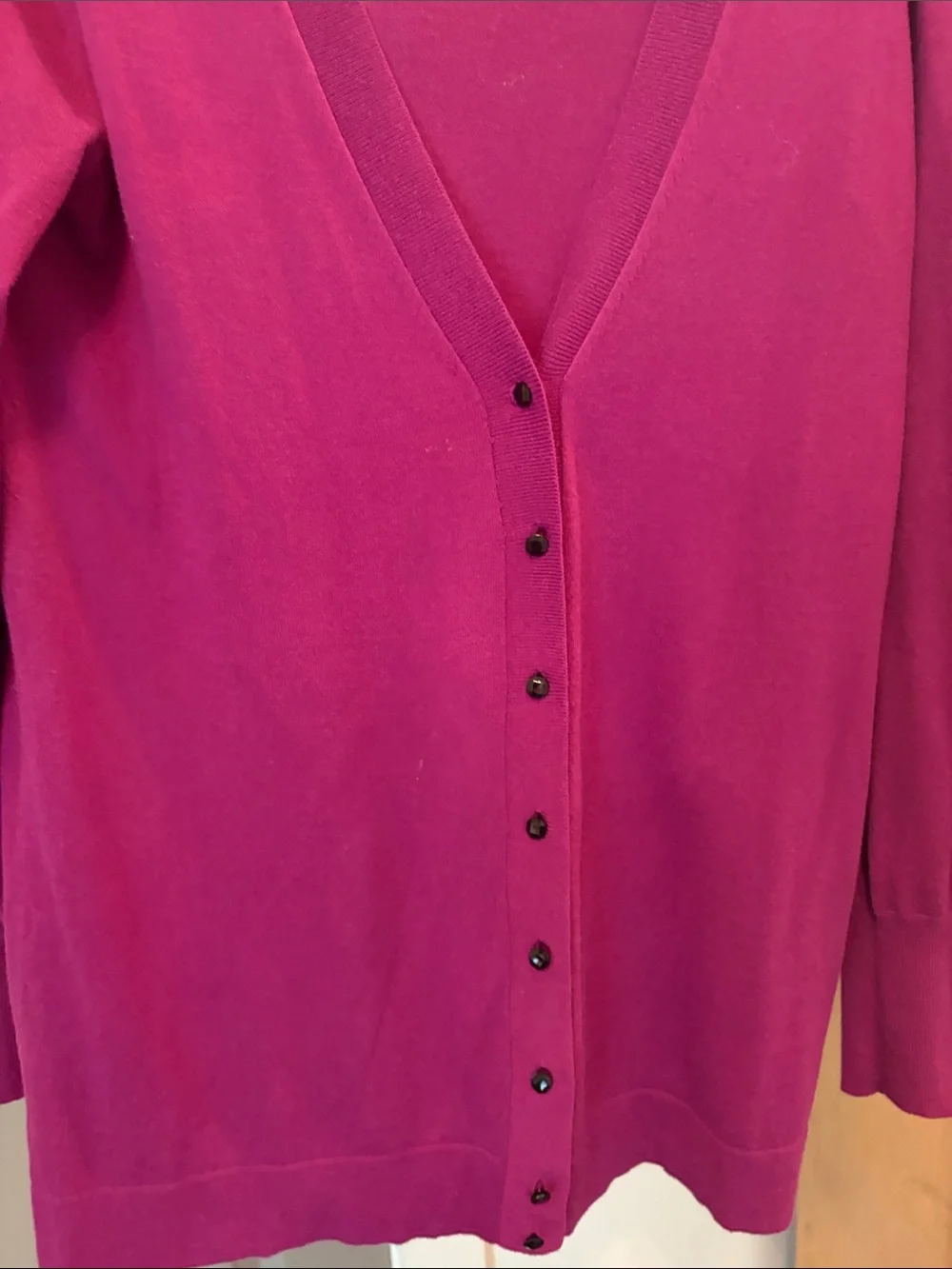 J. Crew Magenta Button-Front V-Neck Cardigan